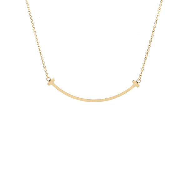 Tiffany & Co. Small T Smile Pendant Necklace 18K Yellow Gold
